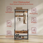 Coat rack with shoe rack, drawers and clothes rail – 6-in-1 hall unit - Image 4