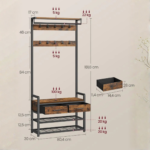 Coat rack with shoe rack, drawers and clothes rail – 6-in-1 hall unit - Image 3